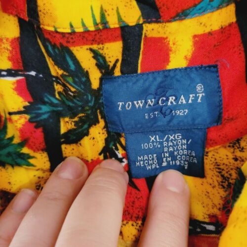 Towncraft USA Herren Gr. XL Pineapple Aloha Tropical Shirt Red Rayon Vintage JCP - Bild 4 von 5