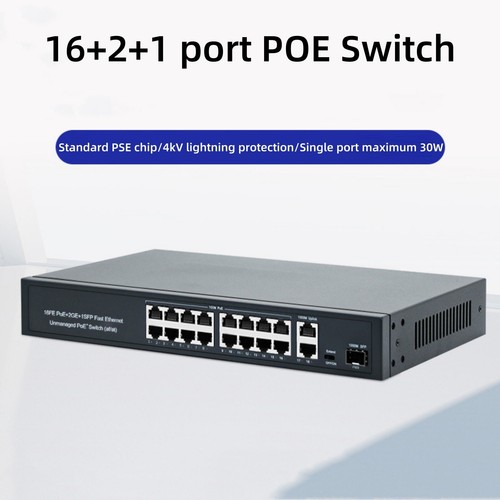 Brand New 16+2+1 Port POE Power Switch 10/100Mbps 100/250meter Transmission - Picture 4 of 19
