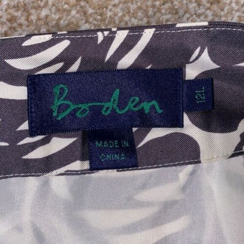 Boden Silk Floral Knee Length Skirt Gray White Size 12 Long EUC - Picture 9 of 12