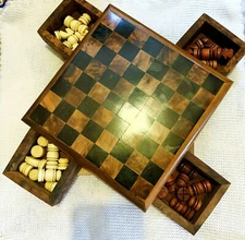 Secret wooden Chess Game Set Gift Thuya Wood Moroccan Handmade Game Lots Bundles