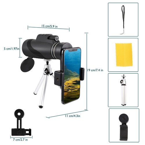 80x100 HD Telescopio monocular con zoom de visión nocturna + trípode Waterproof - Picture 13 of 17
