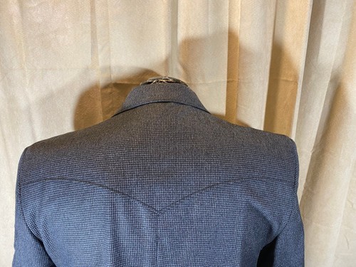 Mens Circle S Western Blazer Size 42R Gray Houndtooth 2 Button Poly/Rayon - Picture 6 of 9