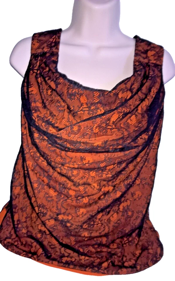 Auténtica camiseta sin mangas para mujer Dolce & Gabbana negra/naranja nueva con etiquetas $705 EE. UU. M It 40 Foto 2 de 4