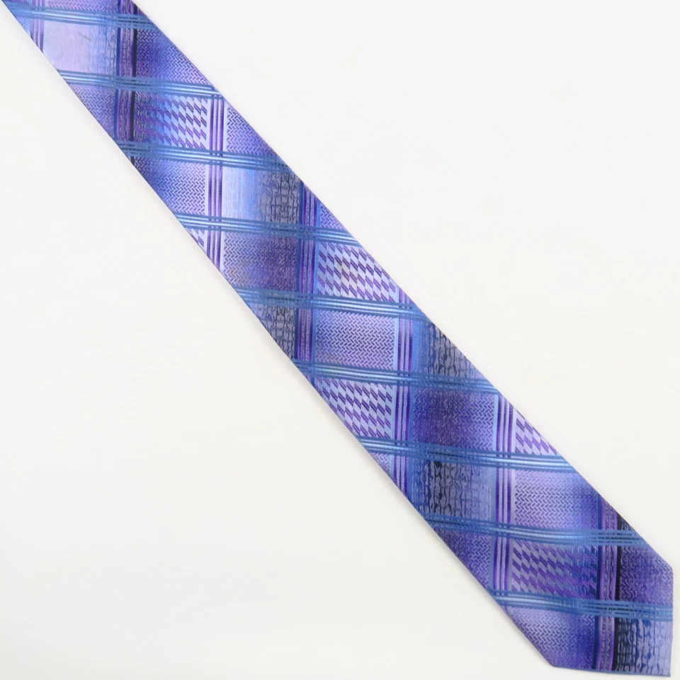 Stacy Adams Purple Striped Plaid Mens Formal Neck Tie 58x3 Narrow Dressy - Image 2 of 4