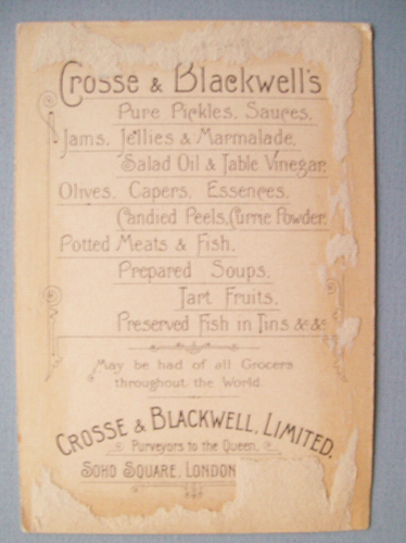 Crosse & Blackwell Victorian trade card, Soho Square, London - Picture 2 of 3