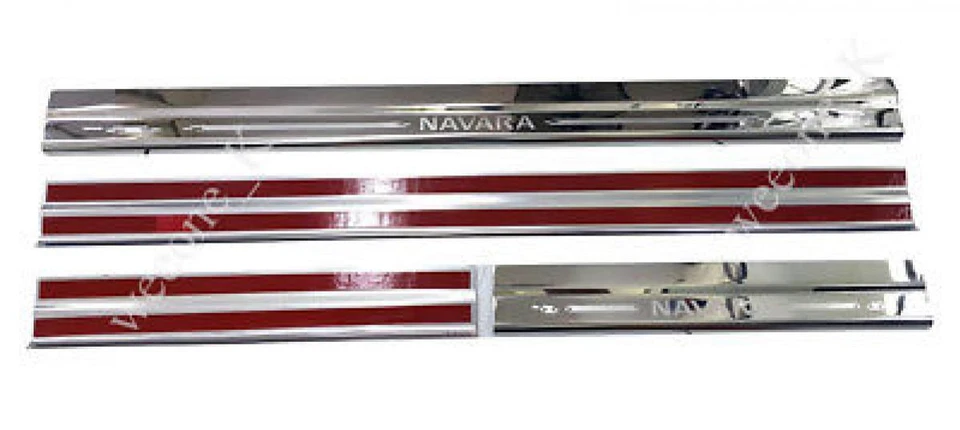 PLACA RASGUÑO UMBRAL PUERTA ACERO INOXIDABLE apta para camioneta Nissan Frontier NP300 2014-2016 Foto 2 de 4