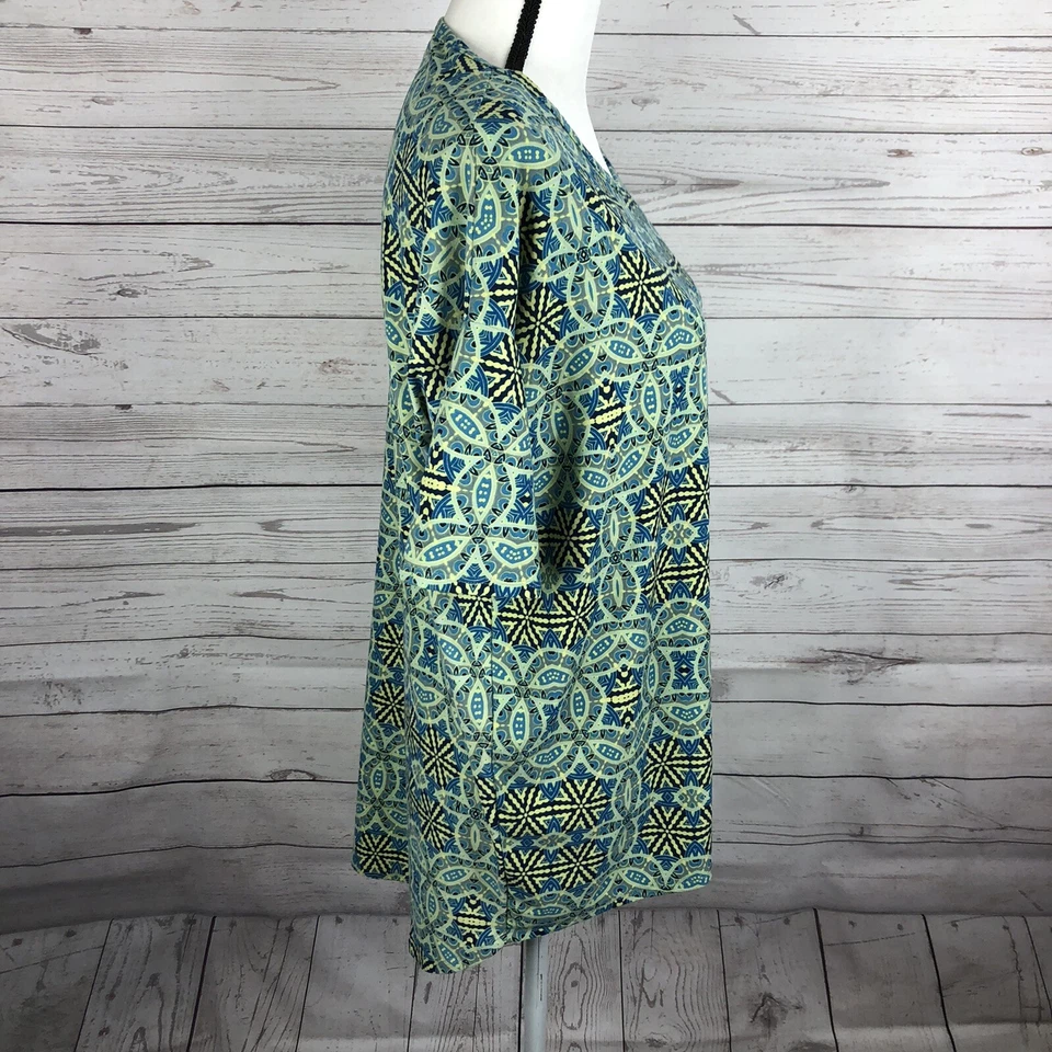 Túnica LuLaRoe Irma para mujer talla XXS azul amarillo top geométrico suave usada en excelente estado Foto 4 de 4