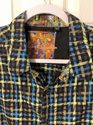 Robert Graham Gr. XL Karo Kunst bestickt Flip Cuff Langarm Hemd - Bild 2 von 9