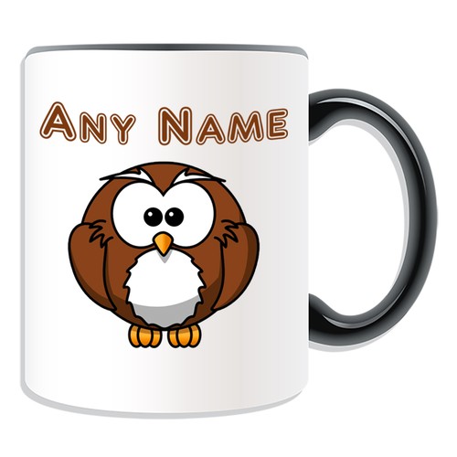 Personalised Gift Owl Mug Money Box Cup Customise Name Tea Coffee Silly Bubo Boy - Picture 1 of 20
