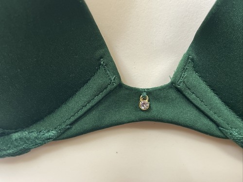 Gilligan & O’Malley Plunge Push Up Bra Arugula Green 34A With Middle Accent New - Picture 3 of 8