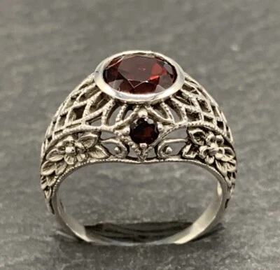 Granat Ring  Topas  925er Silber   Gr. 54 - Bild 1 von 4