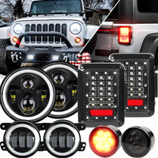 7 Halo Led Headlights Tail Light Fog Light Turn Signal For Jeep 07 Wrangler Jk