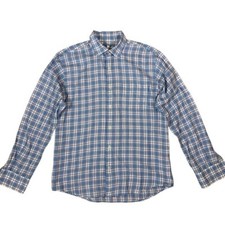 Peter Millar Blue Orange Plaid Button Down Shirt Long Sleeve Men  s M 100 Cotton