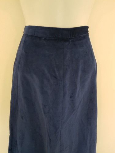 Vintage Skirt Blue Velvet Long Maxi Retro Size 10 Work Office Evening Lined - Picture 4 of 13
