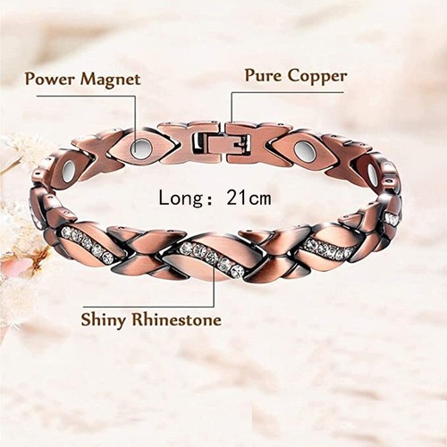 Women's Pure Copper Magnetic Bracelet For Arthritis Healing Carpal Cuff Bangle - Picture 2 of 12