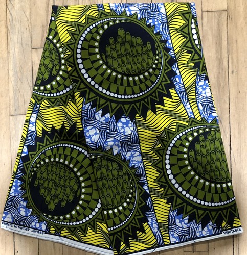 African Ankara Wax Cotton Fabric,6 Yards 100% Cotton, Yellow - Picture 1 of 2