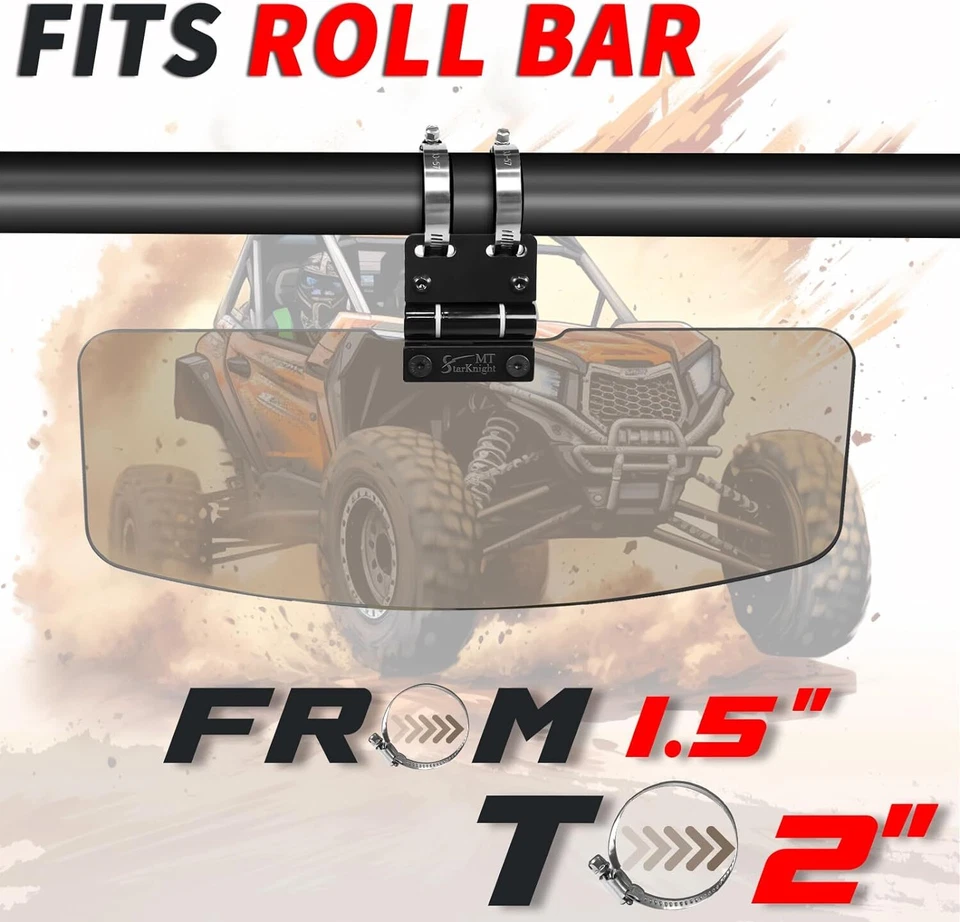 Parasol UTV para Polaris Kawasaki CFMOTO 2 piezas Maverick Uforce 1,5”-2” barra antivuelco Foto 4 de 4