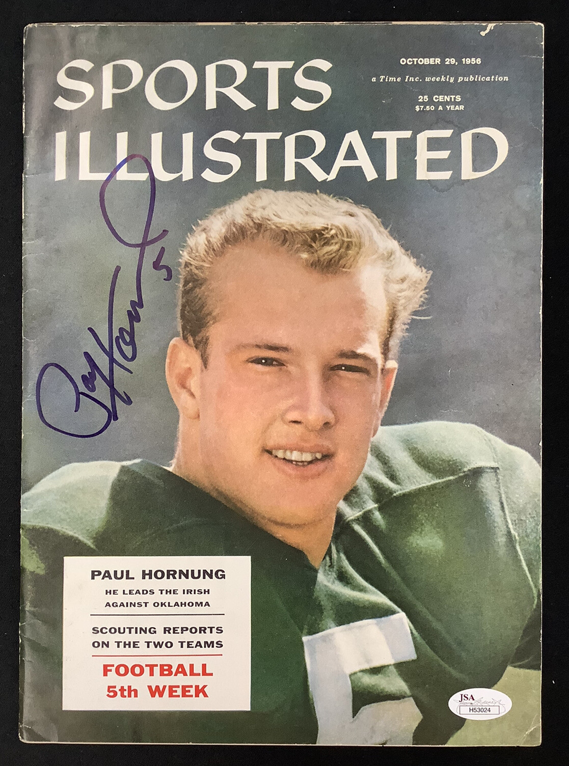 Paul Hornung Autographed Signed Green Bay Packers Sports Illustrated Mag 10/29/56 NO LABEL GB Packers HOF JSA 