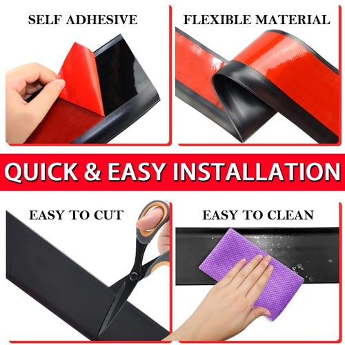 Vinyl Wall Base Baseboard Molding Trim 4" Flexible Self Adhesive Rubber Wall ... - Picture 2 of 6