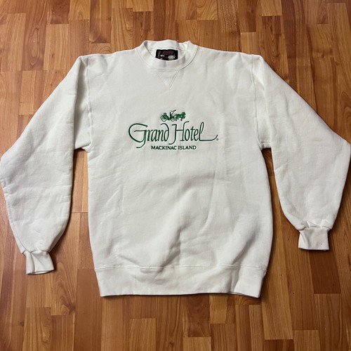 Vintage 90s Mackinac Island Grand Hotel White Sweatshirt Size Medium