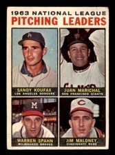 1964 Topps Baseball #3 N.L. Pitching Leaders Koufax Spahn Marichal GD