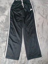 ADIDAS Size L 14-16 Kids Unisex Black Stretch Waist Pull On Track Pants 451
