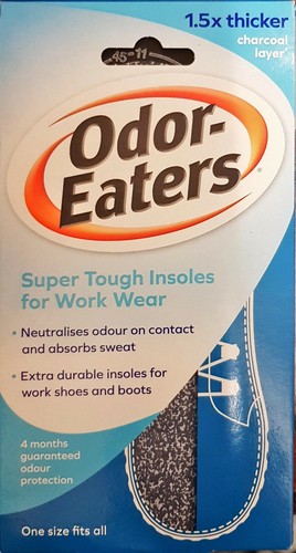 Odor Eaters Super Tuff Shoe Odour Washable Work Wear Insoles Charcoal Layer - Picture 4 of 4