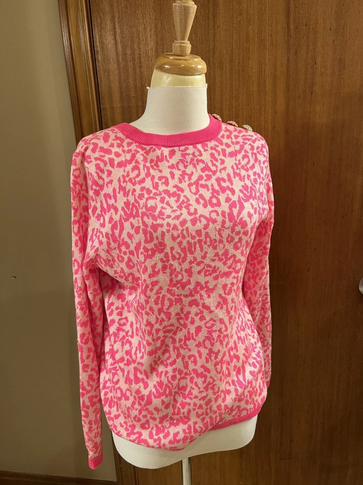 Suéter Lilly Pulitzer Rosa Leopardo M