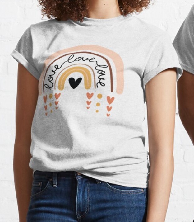 Camiseta Rainbow Love - Color Pastel Arco Iris - 0 Algodón Premium