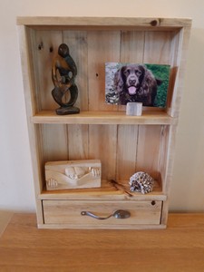 Handmade Pallet Wood Cabinet With Shelves And Small Drawer With