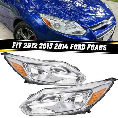 Fit 2012-2014 Ford Focus Headlights HeadLamp Assembly Left+Right Light w/Blub