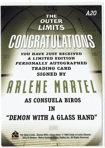 The Outer Limits Premiere Ed ALBUM EXCLUSIVE Auto A20 Arlene Martel as Consuela - Picture 2 of 2
