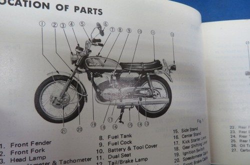 Factory 1972 Suzuki T250J Owner's Manual, 64 Pages Like New - Picture 5 of 15