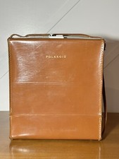 Vintage Polaroid J66 Hard Brown Leather Case Storage Holder w/ Carrying Strap