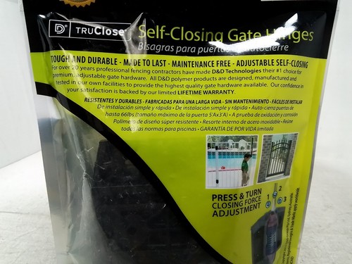 Tru-Close 50580 D&D 2-7/8" x 3-3/4" Bisagra de puerta metálica de cierre automático negra 2PK NUEVO - Imagen 5 de 6
