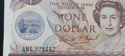 New Zealand 1 dollar, 2024, D.T. Brash RNSNZ Conference Overprint Bank (P-169c)  - Picture 9 of 13
