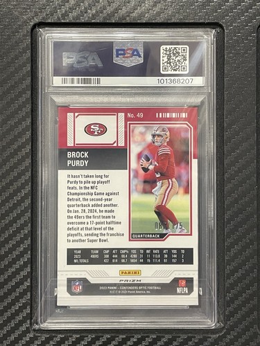 2023 PSA 9 Brock Purdy #49 Red Prizm #d/175 2023 Panini Contenders Optic NFL - Picture 2 of 2