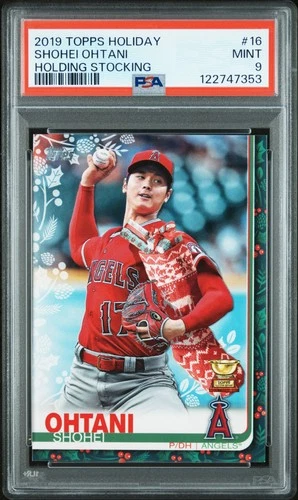 2019 Topps Holiday #16 Shohei Ohtani Holding Stocking PSA 9