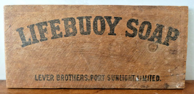 Rettungsring Seifenhebel Bros Port Sunlight limitierte Werbung Holzkiste Ende/Seite