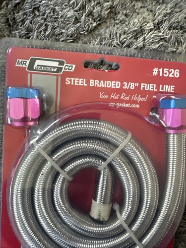 Mr. Gasket 1526 Steel Braided Fuel Line Kit Universal Tube ID3/8 L-3 ft. - Foto 3 di 4
