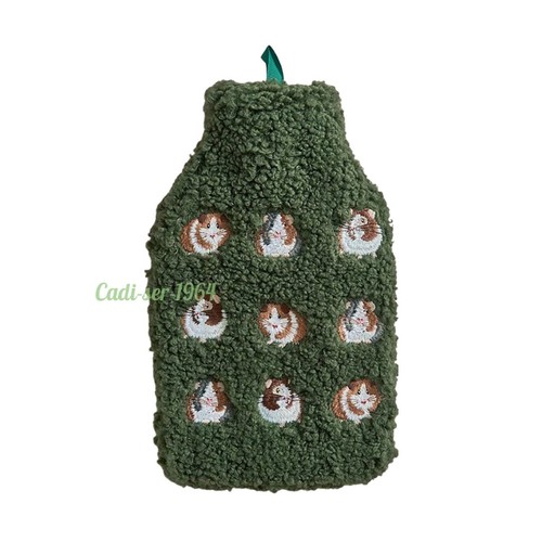 Guinea Pig Embroidered Green Boucle Hot Water Bottle Home Accessories NEW - Picture 2 of 24