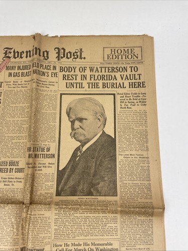 THE NIGHT POST 22 de diciembre de 1921 Louisville, KY - Muerte de Henry Watterson - Imagen 3 de 10