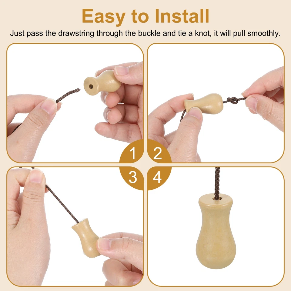 2 Roll Braided Lift Shade Cord, 1.8 mm 55 Yards/Roll with 8cs Pendant (Wood) Foto 4 de 4