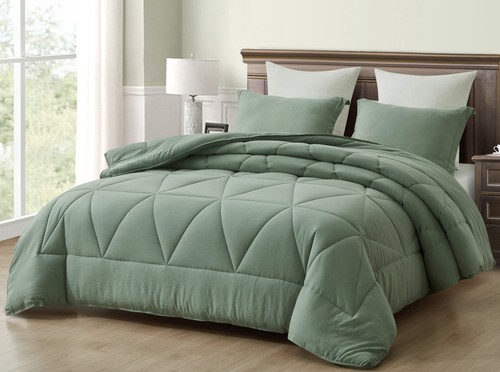 Rory 3-Piece Triangle Geometric Quilted Soft Washed Microfiber Comforter Set - Picture 21 of 22