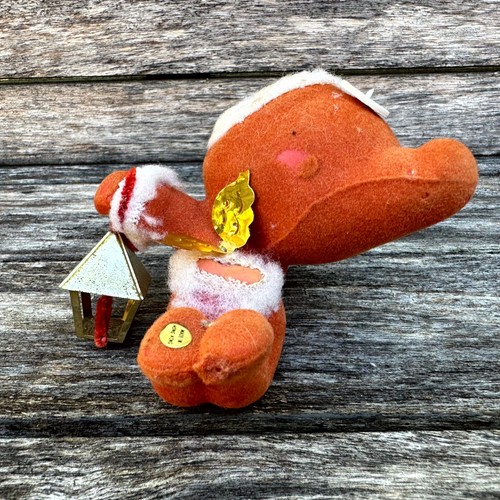 Vintage Orange Felt Flocked Bare Butt Flying Angel Christmas Tree Ornament 3" - Picture 3 of 10