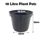 10 Litre Black Plant Pots Plastic Round Flower Pot L LT High Quality Moulded