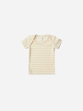 Quincy Mae Ribbed Short Sleeve Tee Yellow Stripe Toddler 18-24 Months Top