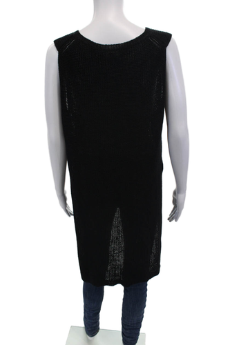 Christopher Fischer Womens Sleeveless Open Knit Side Slit Top Black Size Medium - Picture 3 of 6