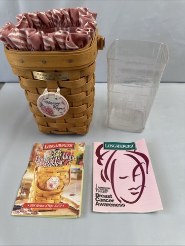 1998 Longaberger Horizon of Hope Basket w/ Protector/Liner and Tie On - Picture 7 of 7