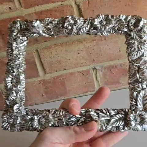 Vintage Ornate Silver Tone Picture Frame 21x17cm Heavy Spelter Floral Design - Video 1 of 1